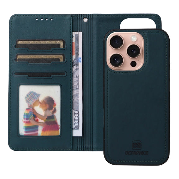 For iPhone 16 Pro Max BETOPNICE BN-005 2 in 1 Detachable Imitate Genuine Leather Phone Case(Blue)