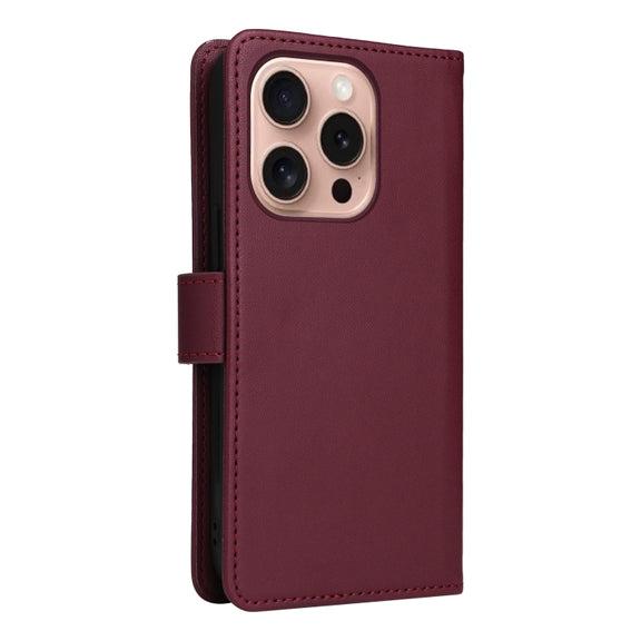 For iPhone 16 Pro Max BETOPNICE BN-005 2 in 1 Detachable Imitate Genuine Leather Phone Case(Wine Red)