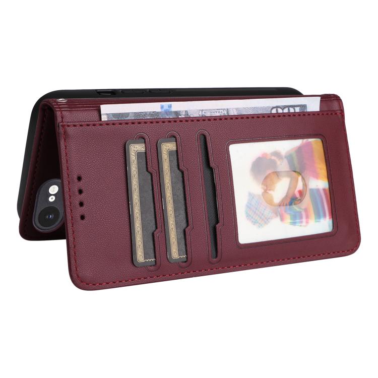 For iPhone 16e BETOPNICE BN-005 2 in 1 Detachable Imitate Genuine Leather Phone Case(Wine Red)