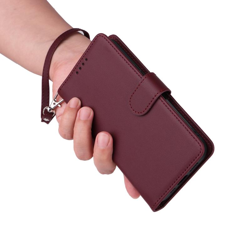 For iPhone 16e BETOPNICE BN-005 2 in 1 Detachable Imitate Genuine Leather Phone Case(Wine Red)