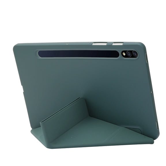 For Samsung Galaxy Tab S9 Deformation Silicone Leather Tablet Case(Dark Green)