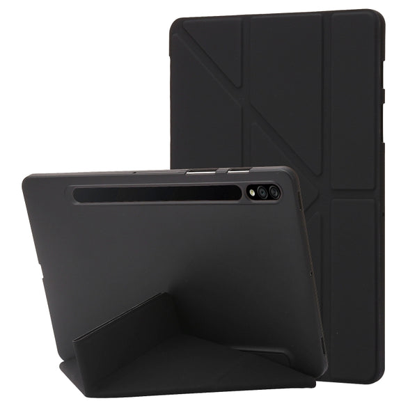 For Samsung Galaxy Tab S9 Deformation Silicone Leather Tablet Case(Black)