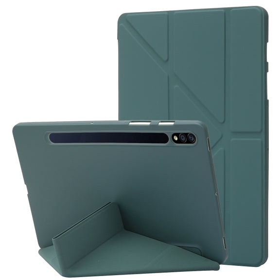 For Samsung Galaxy Tab S10+ / S9+ Deformation Silicone Leather Tablet Case(Dark Green)