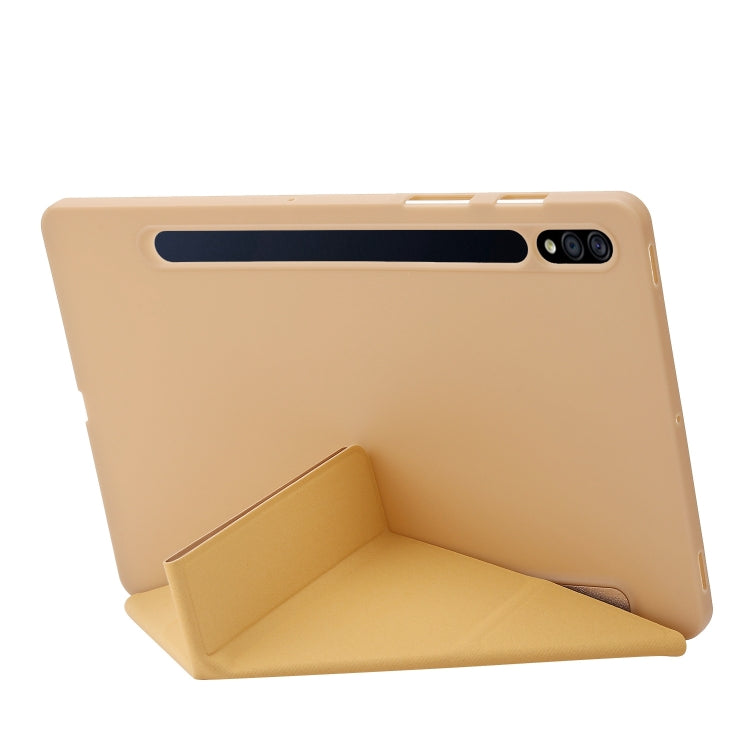 For Samsung Galaxy Tab S10+ / S9+ Deformation Silicone Leather Tablet Case(Gold)
