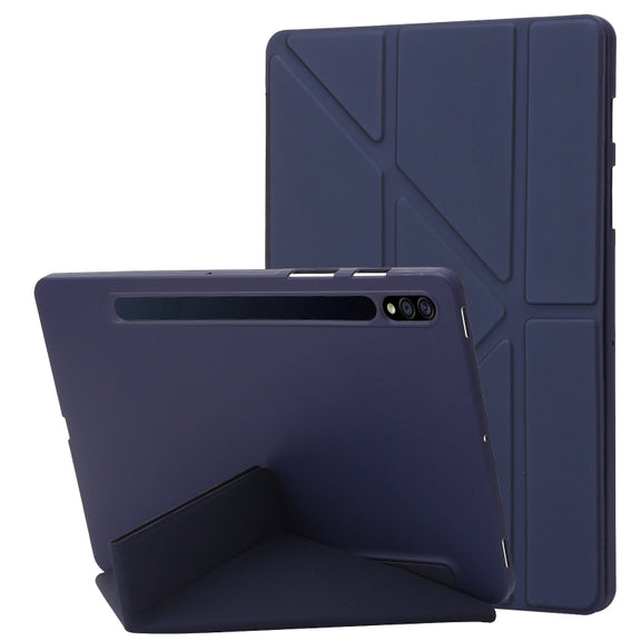 For Samsung Galaxy Tab S10+ / S9+ Deformation Silicone Leather Tablet Case(Dark Blue)