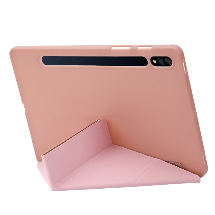 For Samsung Galaxy Tab S10+ / S9+ Deformation Silicone Leather Tablet Case(Rose Gold)