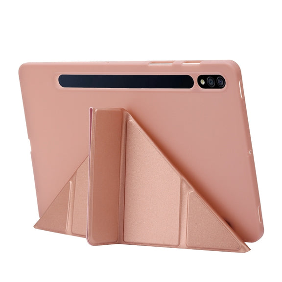 For Samsung Galaxy Tab S10+ / S9+ Deformation Silicone Leather Tablet Case(Rose Gold)