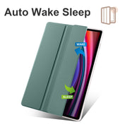 For Samsung Galaxy Tab S10+ / S9+ 3-folding Transparent TPU Smart Leather Tablet Case with Pen Slot(Green)