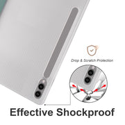 For Samsung Galaxy Tab S10+ / S9+ 3-folding Transparent TPU Smart Leather Tablet Case with Pen Slot(Green)