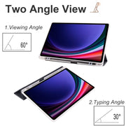 For Samsung Galaxy Tab S10+ / S9+ 3-folding Transparent TPU Smart Leather Tablet Case with Pen Slot(Black)