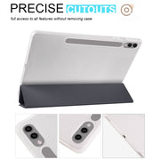 For Samsung Galaxy Tab S10+ / S9+ 3-folding Transparent TPU Smart Leather Tablet Case with Pen Slot(Black)