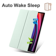 For Samsung Galaxy Tab S10+ / S9+ 3-folding Transparent TPU Smart Leather Tablet Case with Pen Slot(Light Green)