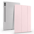 For Samsung Galaxy Tab S10+ / S9+ 3-folding Transparent TPU Smart Leather Tablet Case with Pen Slot(Pink) - Galaxy Tab S9+ Cases by PMC Jewellery | Online Shopping South Africa | PMC Jewellery | Buy Now Pay Later Mobicred