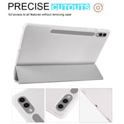 For Samsung Galaxy Tab S10+ / S9+ 3-folding Transparent TPU Smart Leather Tablet Case with Pen Slot(Grey)