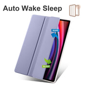 For Samsung Galaxy Tab S10+ / S9+ 3-folding Transparent TPU Smart Leather Tablet Case with Pen Slot(Lavender)