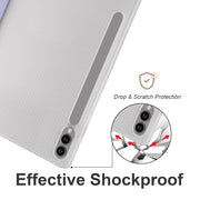 For Samsung Galaxy Tab S10+ / S9+ 3-folding Transparent TPU Smart Leather Tablet Case with Pen Slot(Lavender)