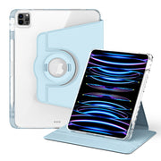 For iPad Air 13 2024 / Pro 12.9 2022 360 Rotation Detachable Clear Acrylic Leather Tablet Case(Ice Blue)