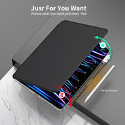 For iPad Air 13 2024 / Pro 12.9 2022 360 Rotation Detachable Clear Acrylic Leather Tablet Case(Black)