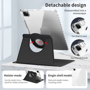 For iPad Air 13 2024 / Pro 12.9 2022 360 Rotation Detachable Clear Acrylic Leather Tablet Case(Black)