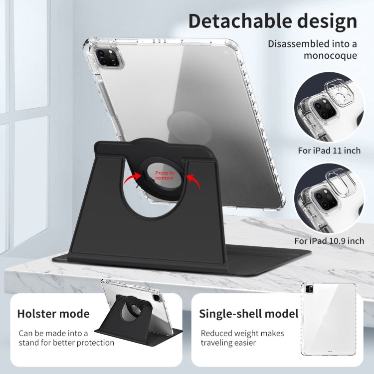 For iPad Air 13 2024 / Pro 12.9 2022 360 Rotation Detachable Clear Acrylic Leather Tablet Case(Black)