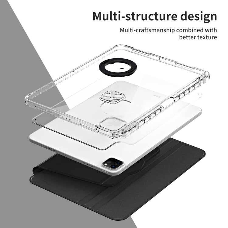 For iPad Air 13 2024 / Pro 12.9 2022 360 Rotation Detachable Clear Acrylic Leather Tablet Case(Black)