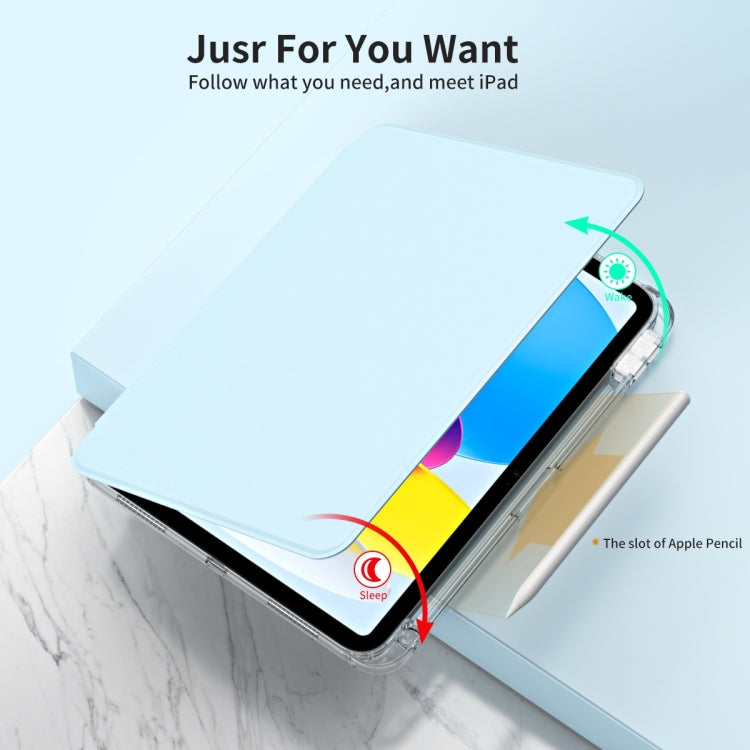 For iPad Air 11 2024 360 Rotation Detachable Clear Acrylic Leather Tablet Case(Ice Blue)