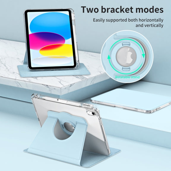 For iPad Air 11 2024 360 Rotation Detachable Clear Acrylic Leather Tablet Case(Ice Blue)