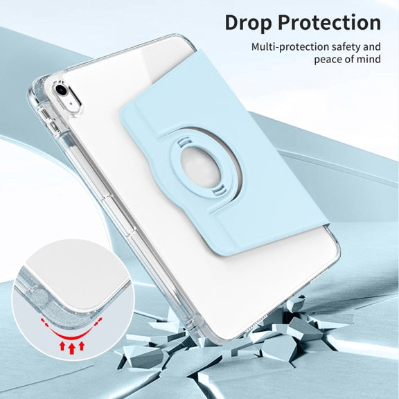 For iPad Air 11 2024 360 Rotation Detachable Clear Acrylic Leather Tablet Case(Ice Blue)