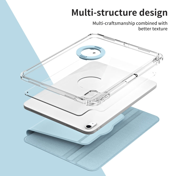 For iPad Air 11 2024 360 Rotation Detachable Clear Acrylic Leather Tablet Case(Ice Blue)