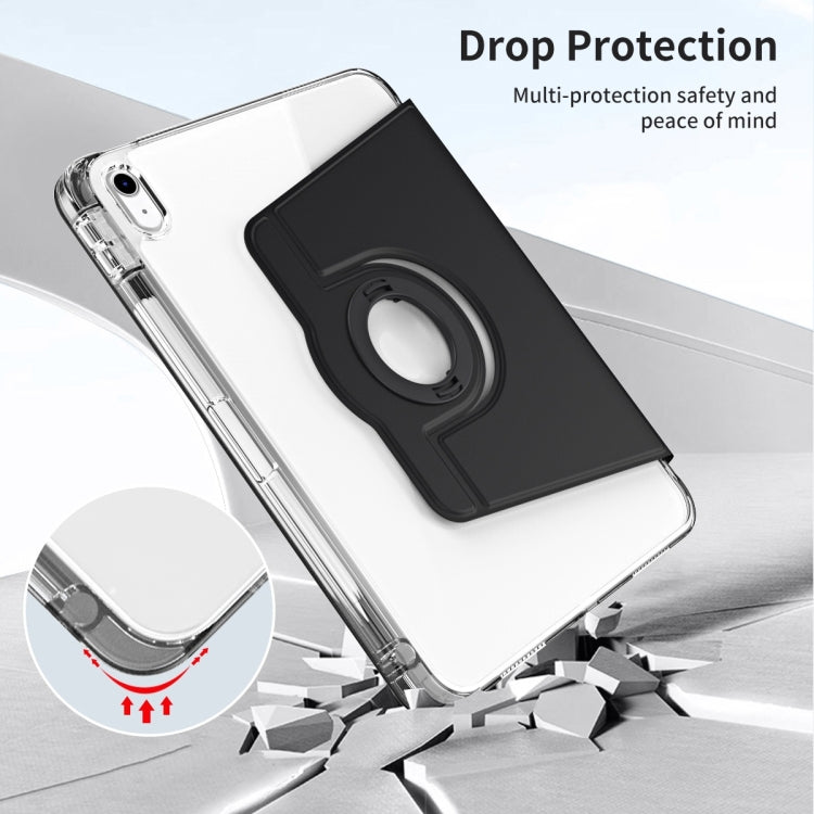 For iPad Air 11 2024 360 Rotation Detachable Clear Acrylic Leather Tablet Case(Black)