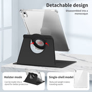 For iPad Air 11 2024 360 Rotation Detachable Clear Acrylic Leather Tablet Case(Black)
