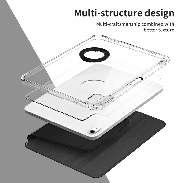 For iPad Air 11 2024 360 Rotation Detachable Clear Acrylic Leather Tablet Case(Black)