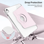 For iPad Air 11 2024 360 Rotation Detachable Clear Acrylic Leather Tablet Case(Pink)