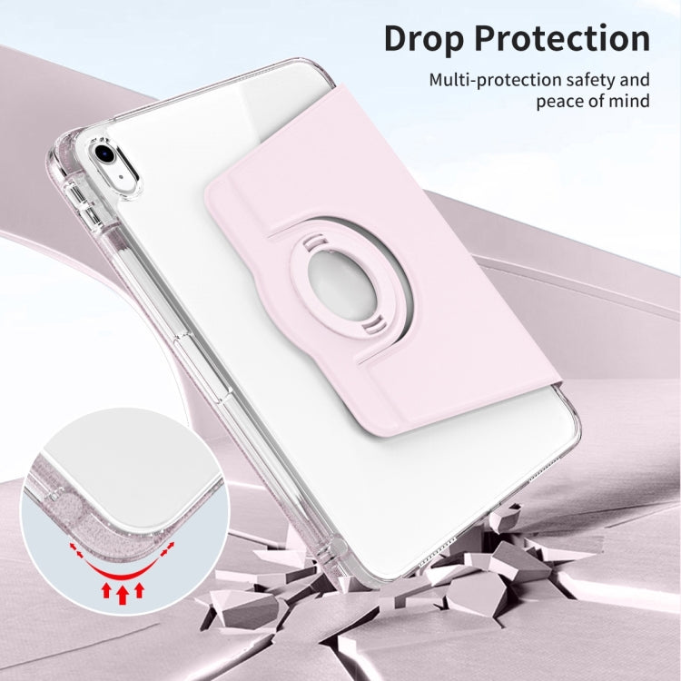 For iPad Air 11 2024 360 Rotation Detachable Clear Acrylic Leather Tablet Case(Pink)