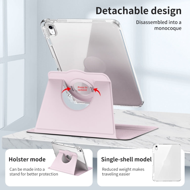 For iPad Air 11 2024 360 Rotation Detachable Clear Acrylic Leather Tablet Case(Pink)