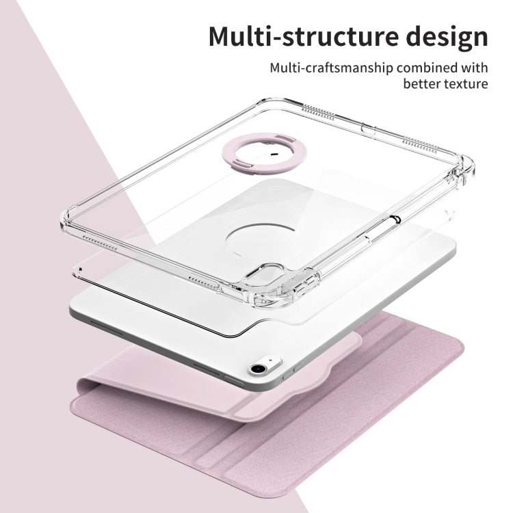 For iPad Air 11 2024 360 Rotation Detachable Clear Acrylic Leather Tablet Case(Pink)