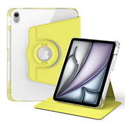 For iPad Air 11 2025 / 2024 360 Rotation Detachable Clear Acrylic Leather Tablet Case(Yellow)