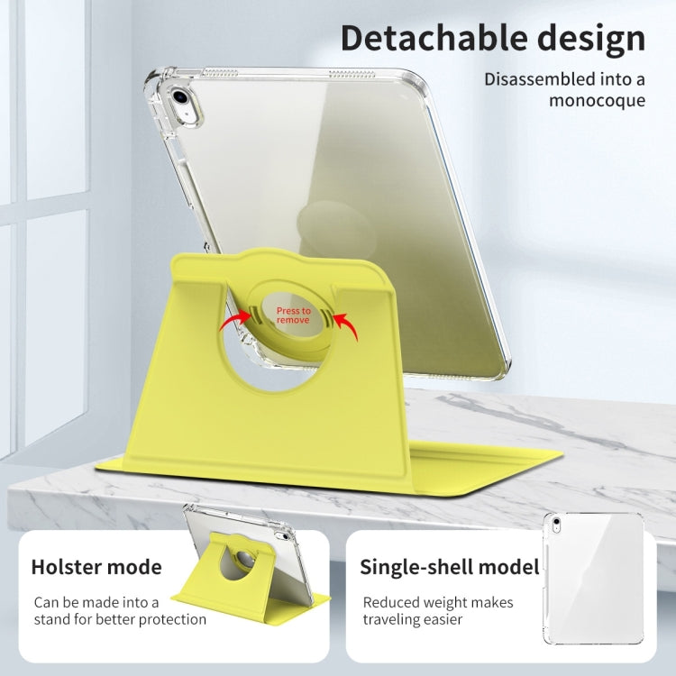 For iPad Air 11 2025 / 2024 360 Rotation Detachable Clear Acrylic Leather Tablet Case(Yellow)