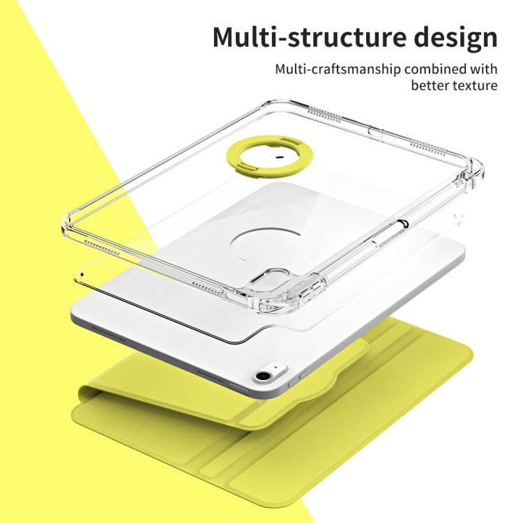For iPad Air 11 2025 / 2024 360 Rotation Detachable Clear Acrylic Leather Tablet Case(Yellow)