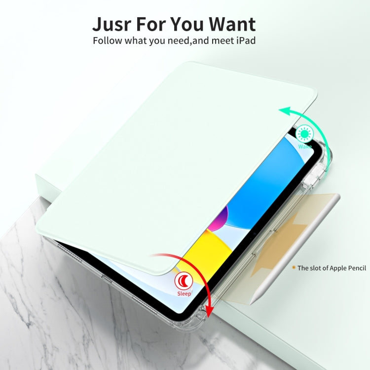 For iPad Air 11 2025 / 2024 360 Rotation Detachable Clear Acrylic Leather Tablet Case(Light Green)