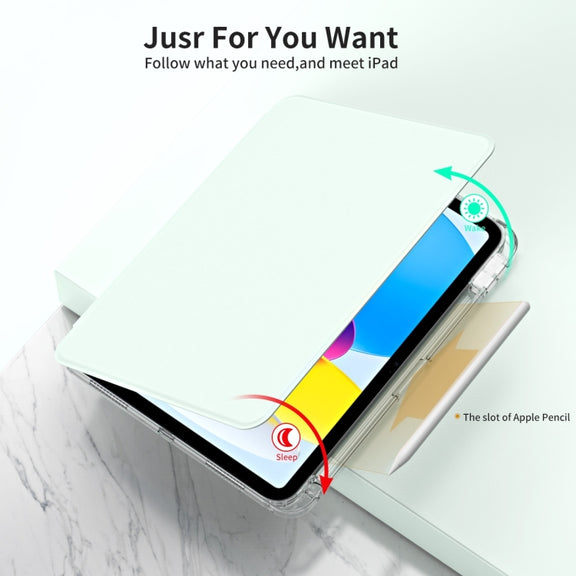 For iPad Air 11 2025 / 2024 360 Rotation Detachable Clear Acrylic Leather Tablet Case(Light Green)