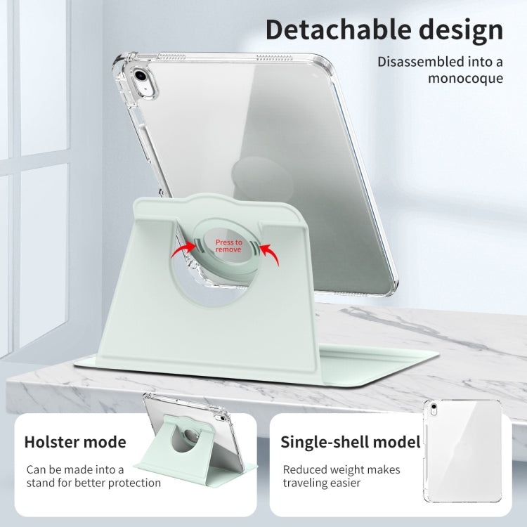 For iPad Air 11 2025 / 2024 360 Rotation Detachable Clear Acrylic Leather Tablet Case(Light Green)