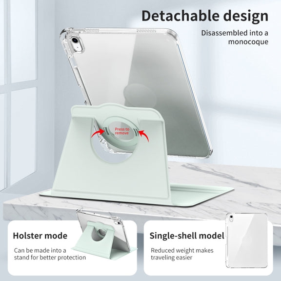 For iPad Air 11 2025 / 2024 360 Rotation Detachable Clear Acrylic Leather Tablet Case(Light Green)