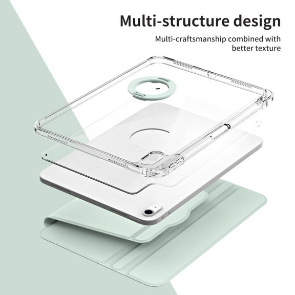 For iPad Air 11 2025 / 2024 360 Rotation Detachable Clear Acrylic Leather Tablet Case(Light Green)