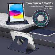 For iPad Air 11 2024 360 Rotation Detachable Clear Acrylic Leather Tablet Case(Dark Blue)