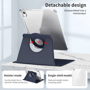 For iPad Air 11 2024 360 Rotation Detachable Clear Acrylic Leather Tablet Case(Dark Blue)