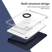 For iPad Air 11 2024 360 Rotation Detachable Clear Acrylic Leather Tablet Case(Dark Blue)