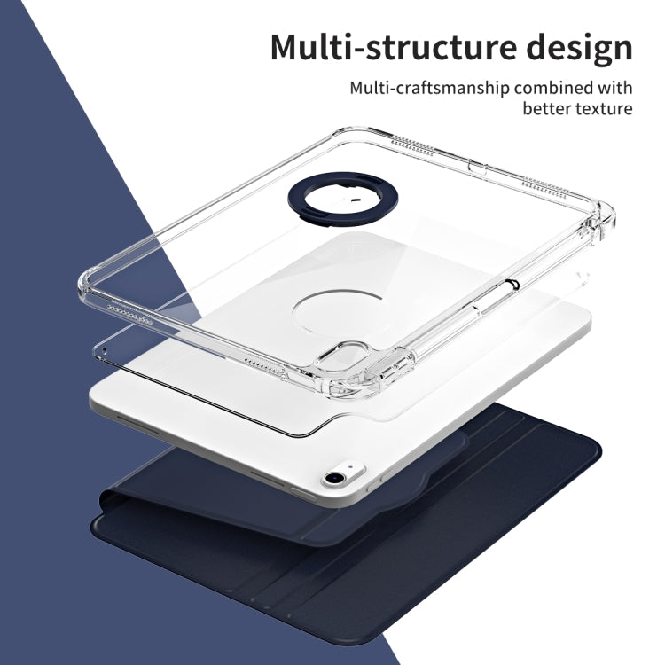For iPad Air 11 2024 360 Rotation Detachable Clear Acrylic Leather Tablet Case(Dark Blue)