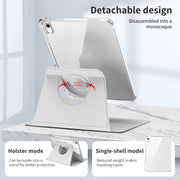 For iPad Air 11 2025 / 2024 360 Rotation Detachable Clear Acrylic Leather Tablet Case(Grey)