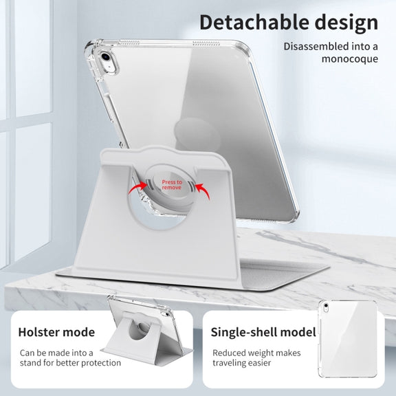 For iPad Air 11 2025 / 2024 360 Rotation Detachable Clear Acrylic Leather Tablet Case(Grey)